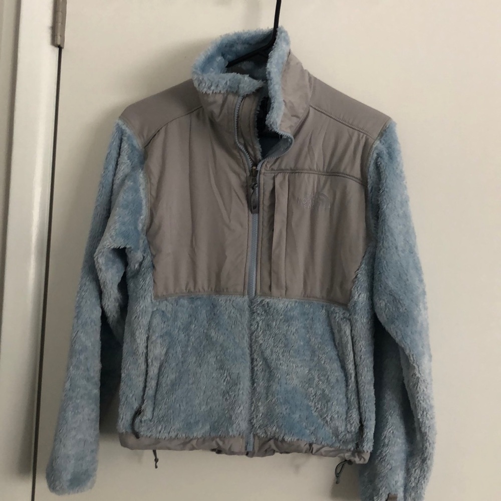 The North Face light blue zip fleece
